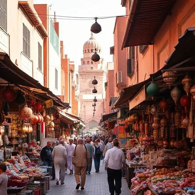 A bustling souk in Marrakech